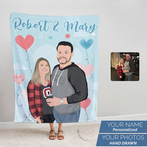 Personalized couples with name throw blanket