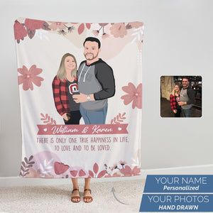 Personalized couples pictures fleece blanket