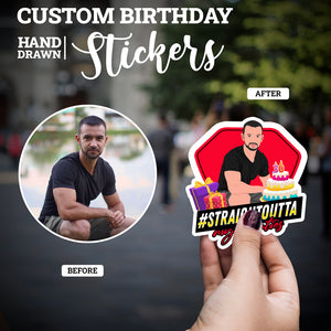 Custom Birthday Stickers - Photo Drawing