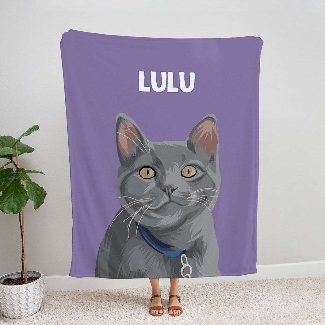 Custom Cat Portrait Blanket