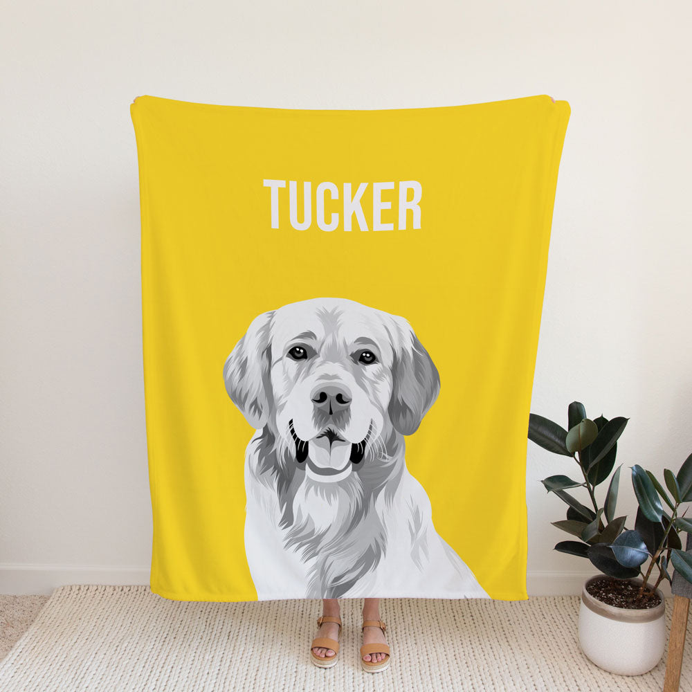 Custom Pet Portrait Blanket - Black and White