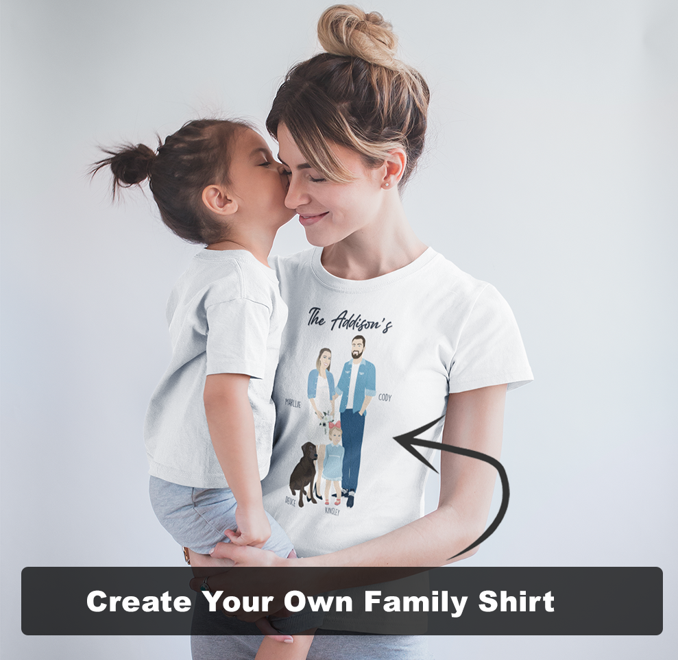 Awesome Custom Drawn Family T-shirt