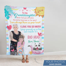 Load image into Gallery viewer, Personalized granddaughter fleece blanket from Nana
