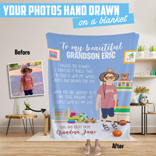 Load image into Gallery viewer, throw blanket from grandma for lovely grandson personalized 
