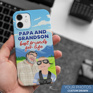 Personalized Custom Drawn Papa and Grandson Phone Cases with Photos
