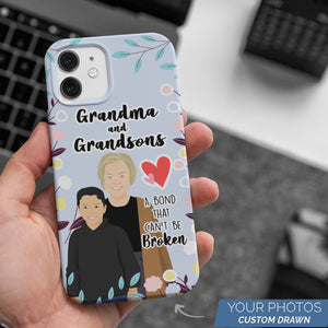 Personalized Custom Drawn Grandma and Grandson Phone Cases with Photos