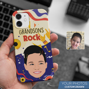 Personalized Custom Drawn Grandsons Rock Phone Cases with Photos