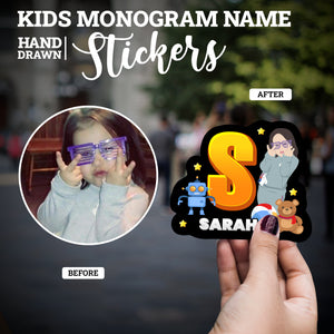 Custom Monogram Kids Name Stickers