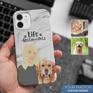 Life is Better with Pets Phone Case - Marble Print