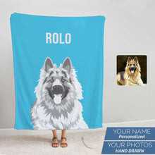 Load image into Gallery viewer, Custom Pet Portrait Blanket - Black and White
