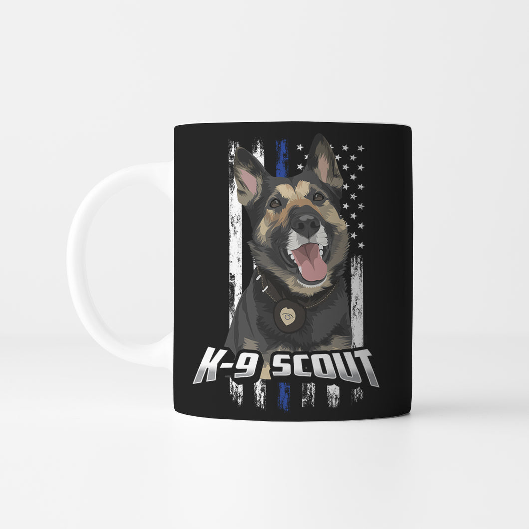 Personalized Thin Blue Line K9 Unit Police Dog Mug