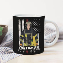 Load image into Gallery viewer, Thin Red Line Firefighter Mug Personalized
