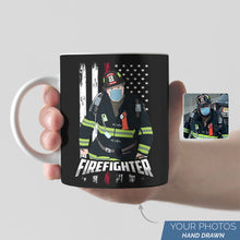 Load image into Gallery viewer, Thin Red Line Firefighter Mug Personalized
