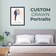 Load image into Gallery viewer, Personalized Wedding Couple Illustration Portrait
